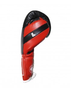 guantes de boxeo de piel, cierre con velcro, color rojo y negro 2