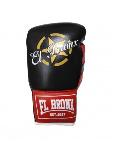 guantes de boxeo de piel, cierre con velcro, color rojo y negro