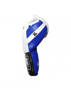 guantes de boxeo de piel, con cierre de cuerdas, color blanco, rojo y azul 2